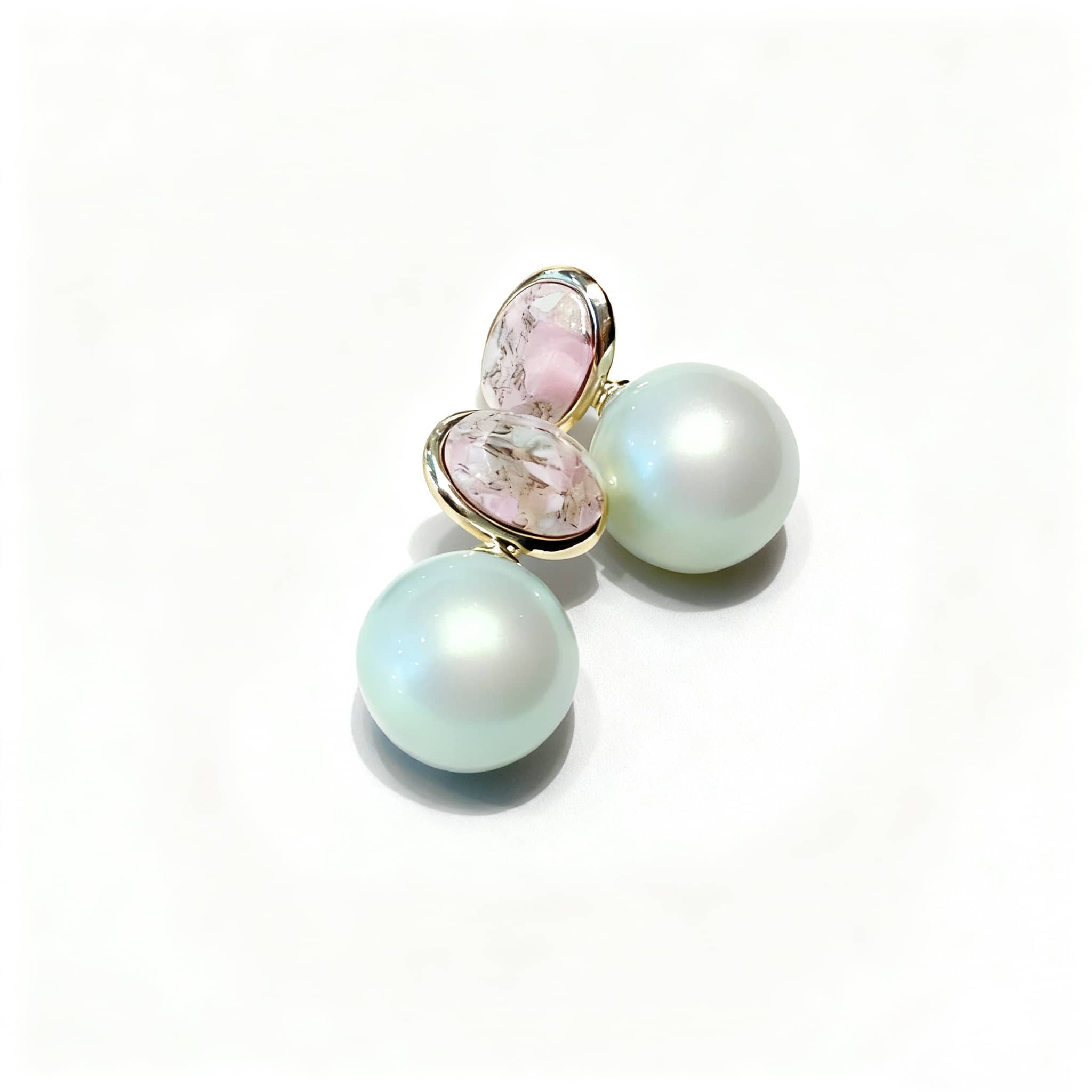Mint pearl ceramic earrings with glossy finish and elegant design for a stylish look
