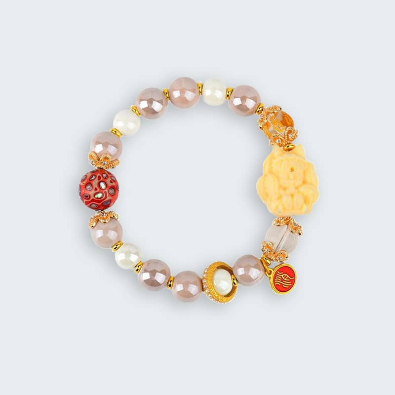 Anxious — Whispering Spirit · Ceramic & Lacquer Beads Nine-Tail Fox Bracelet