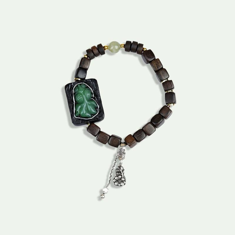 Calm — Flowing Luck · Sandalwood, Jade & Koi Bracelet