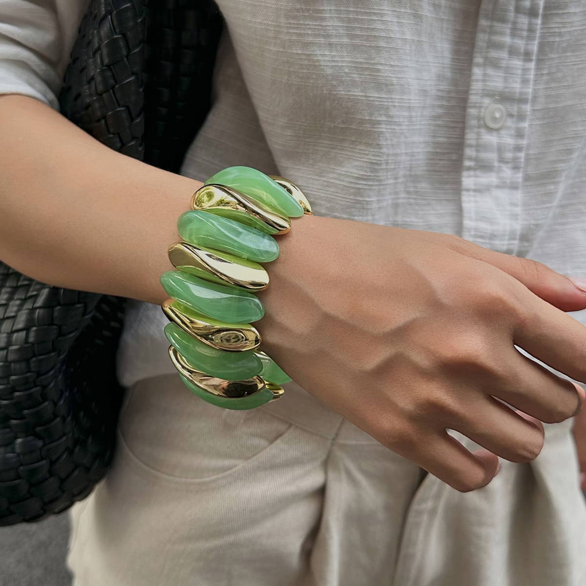 Angry — Chromatic Release · Gold & Resin Elastic Bracelet