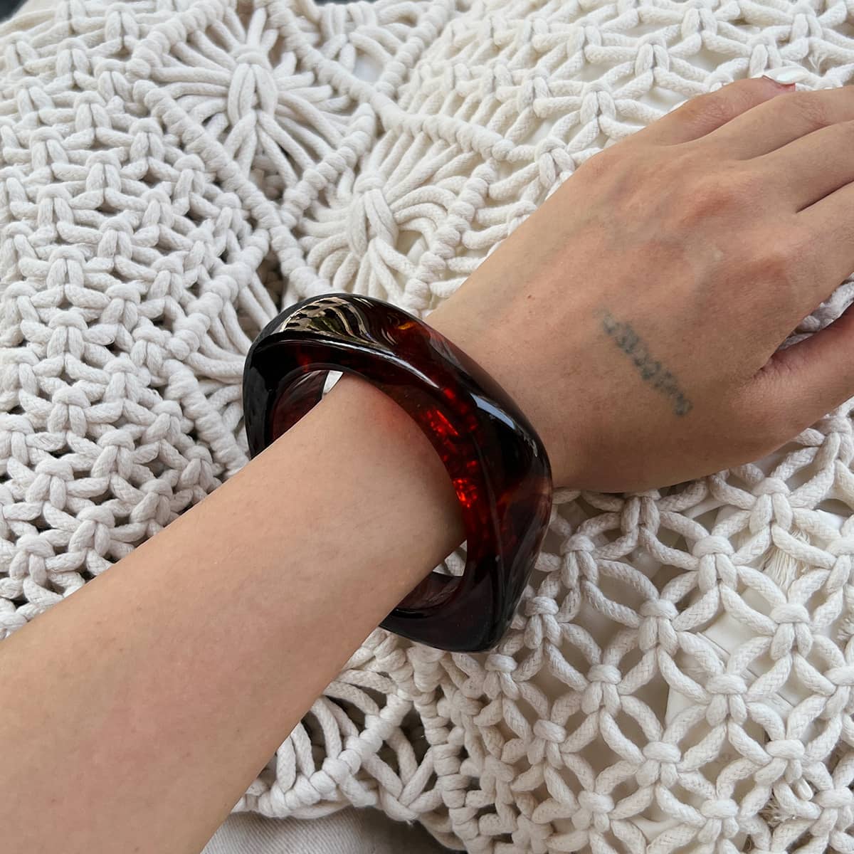 Angry — Burnt Earth Flow · Marbled Resin Oval Bangle