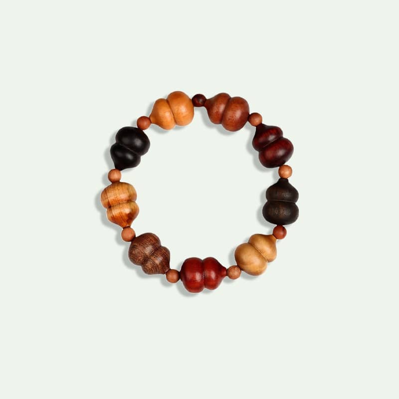 Calm — Serene Harvest · Sandalwood & Multi-Gem Gourd Bracelet