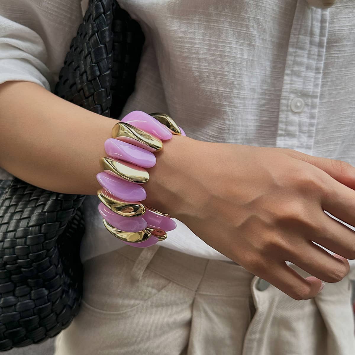 Angry — Chromatic Release · Gold & Resin Elastic Bracelet