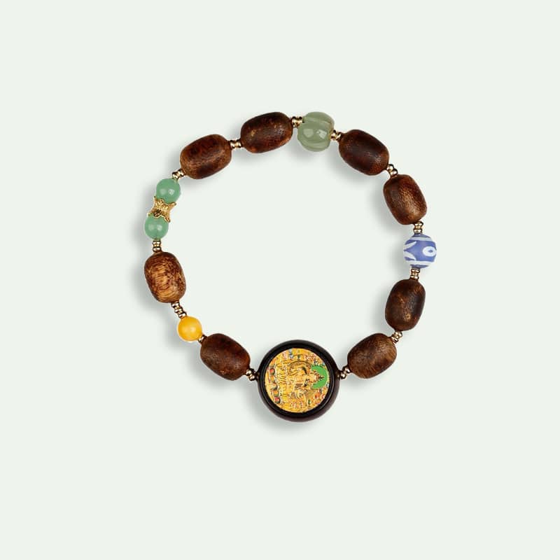Calm — Serene Guardian · Agarwood & Green Tara Pendant Bracelet