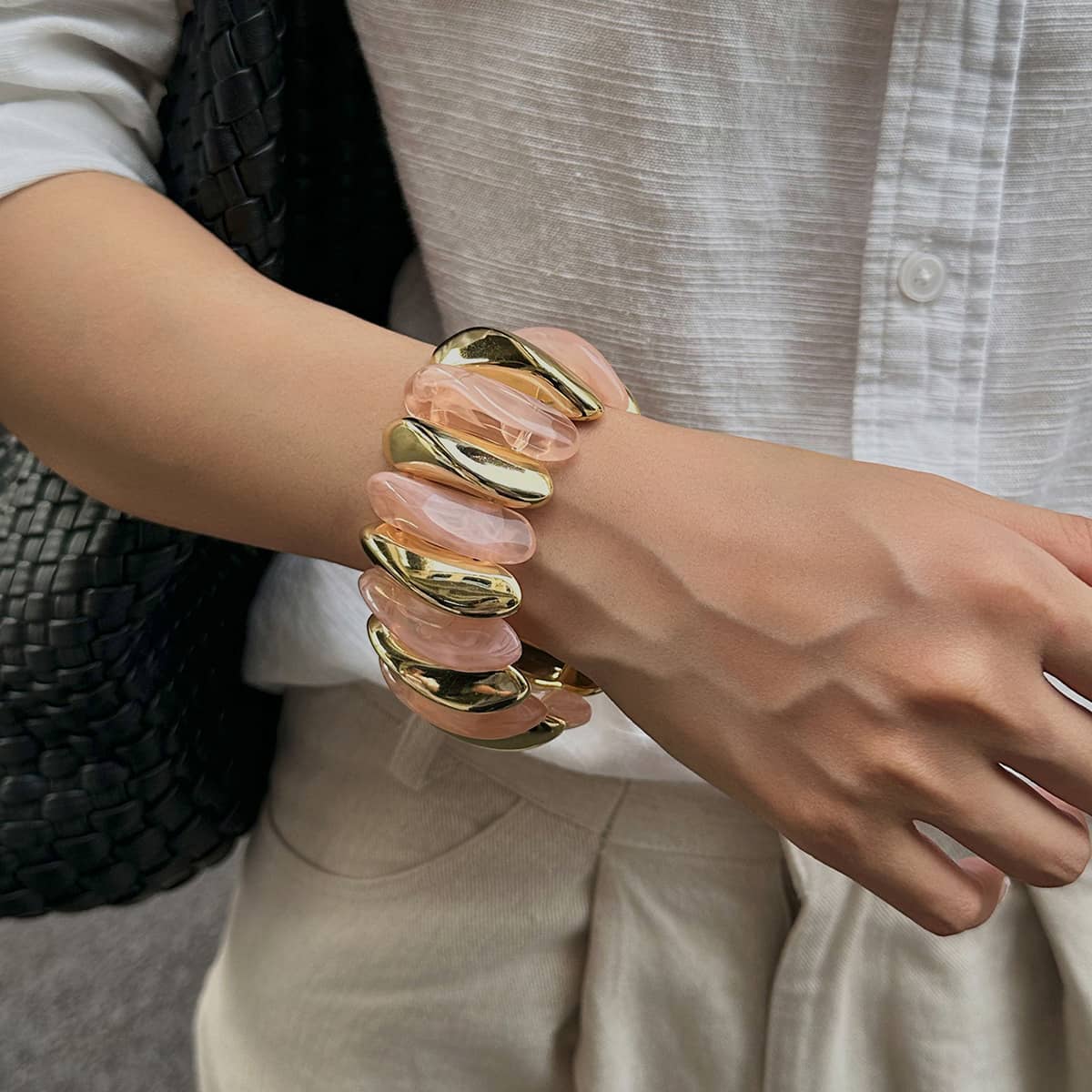 Angry — Chromatic Release · Gold & Resin Elastic Bracelet