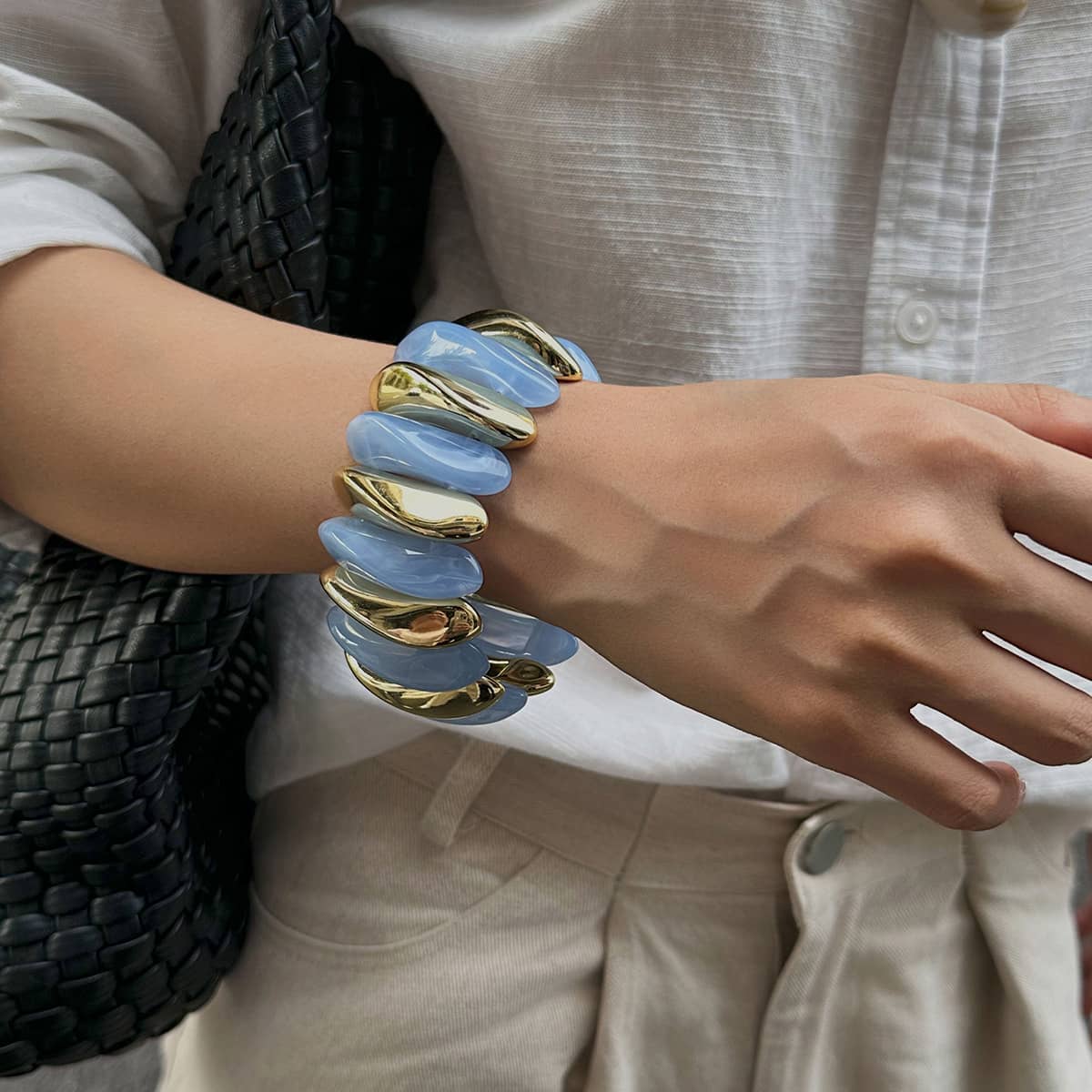 Angry — Chromatic Release · Gold & Resin Elastic Bracelet