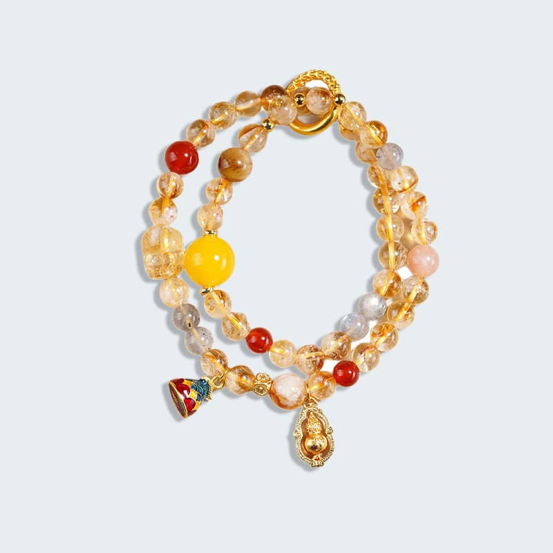 Anxious — Guardian Flow · Yellow Topaz Multi-Gem Double Wrap Bracelet