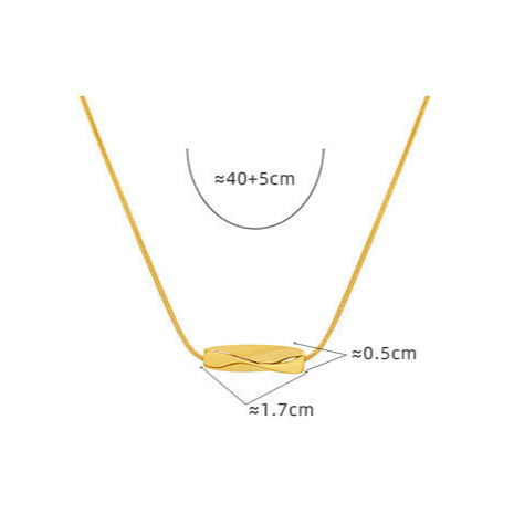 Angry necklace featuring a sleek 18K gold steel necklace with a rectangular pendant and adjustable chain