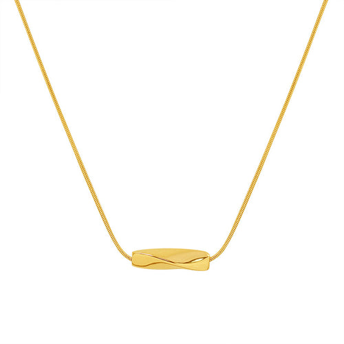 Elegant angry necklace featuring a sleek 18K gold steel necklace pendant on a delicate chain