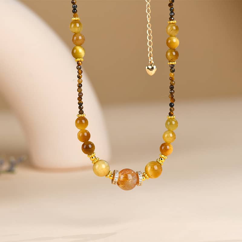 Golden tiger's eye anxiety necklace featuring vibrant beads for calming energy and style