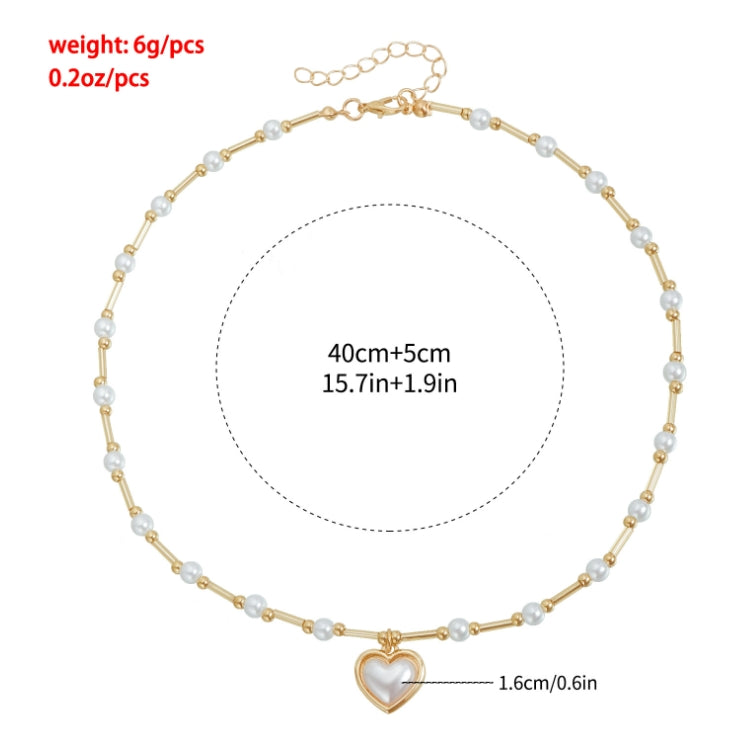 Delicate heart pearl necklace with gold chain and adjustable length 15.7 to 17.6 inches
