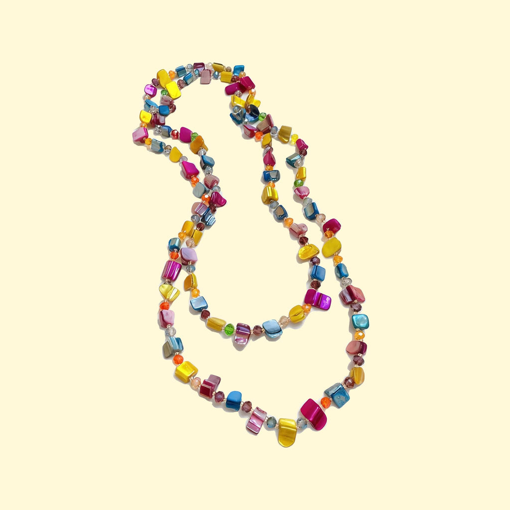 Colorful irregular crystal bead necklace featuring a mix of vibrant shapes and hues for a joyful accessory