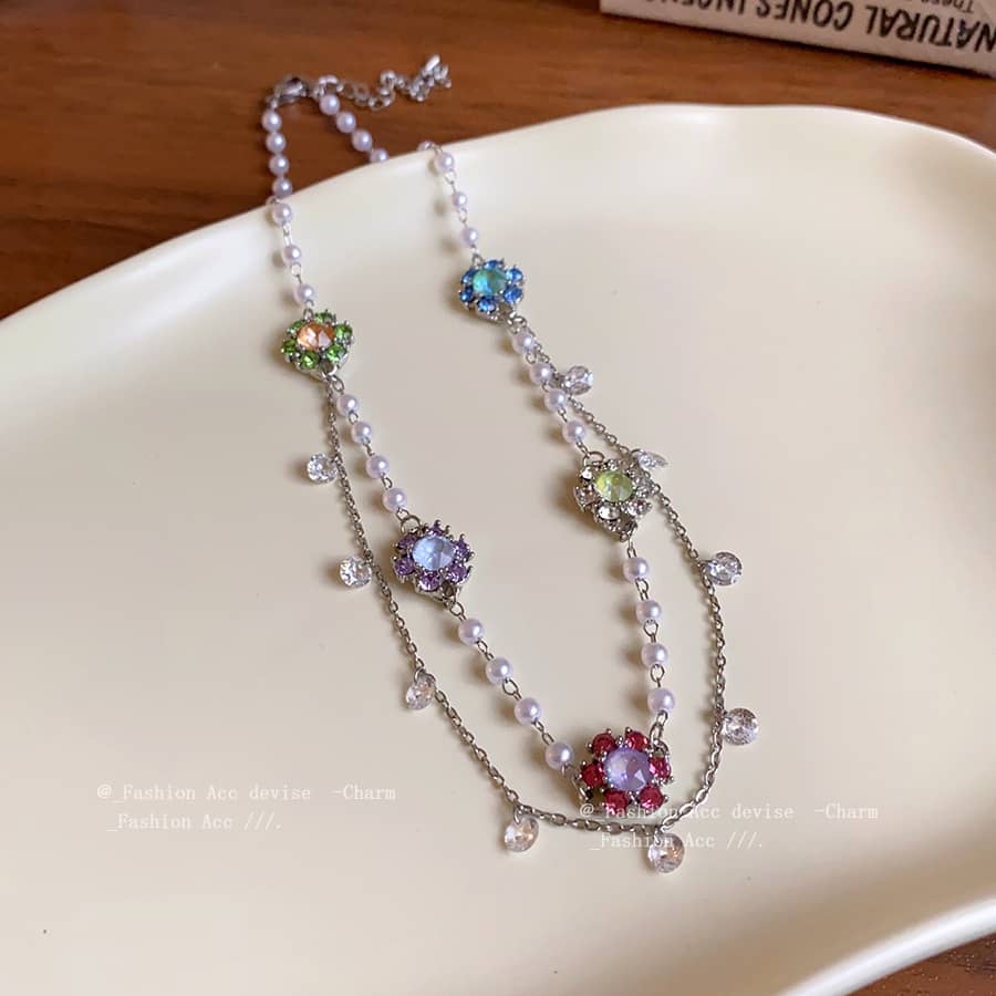 Joyful gemstone necklace for women featuring colorful stones and pearls, perfect for adding elegance