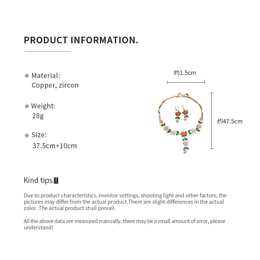 Joyful zircon flower necklace by 5 Senses in vibrant colors with copper accents for a cheerful look