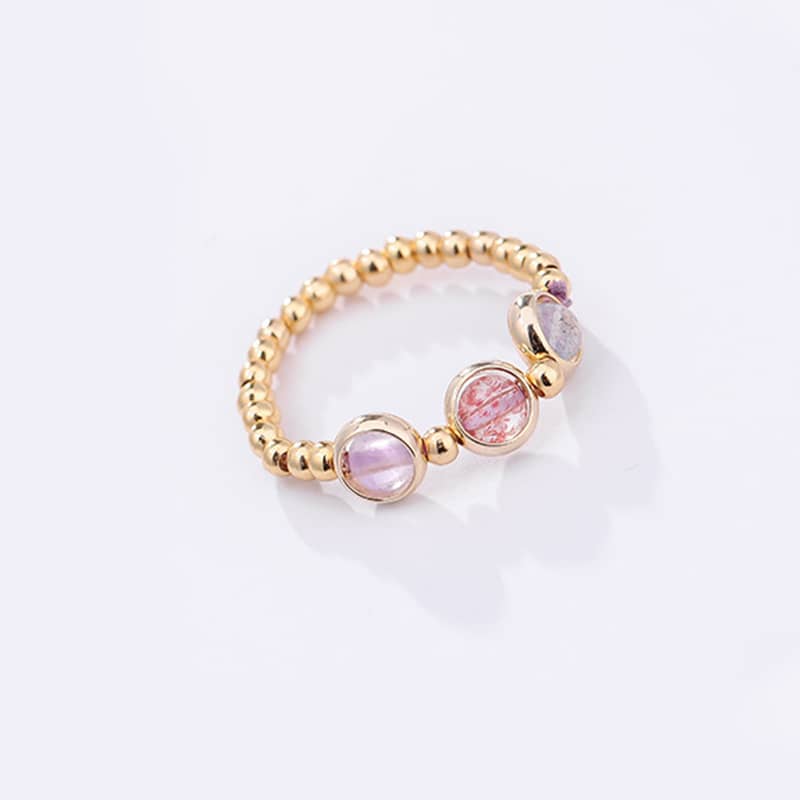 Elegant beaded ring with colorful stones as mindful jewelry for anxiety relief