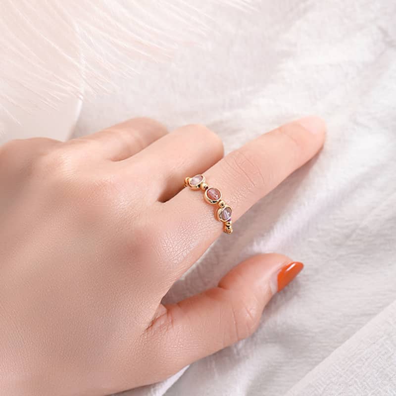 Gold Anxious Ring with Colorful Crystals, a piece of mindful jewelry for anxiety relief