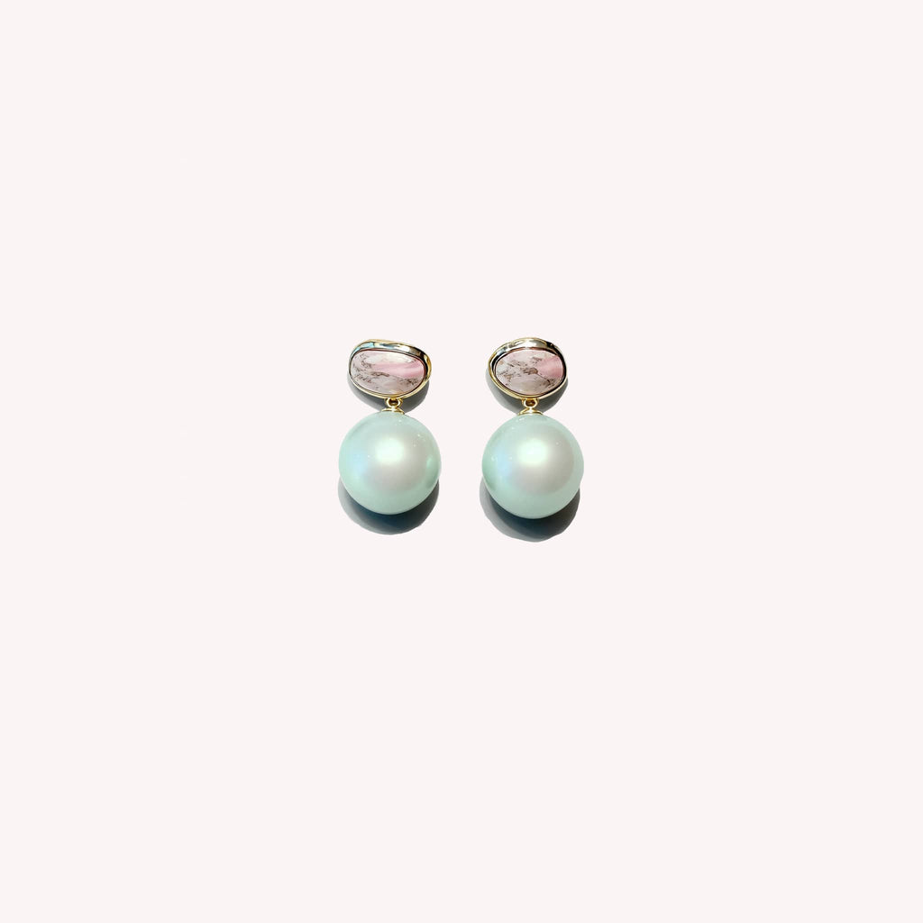 Mint pearl ceramic earrings with elegant design and unique pink accents for stylish looks