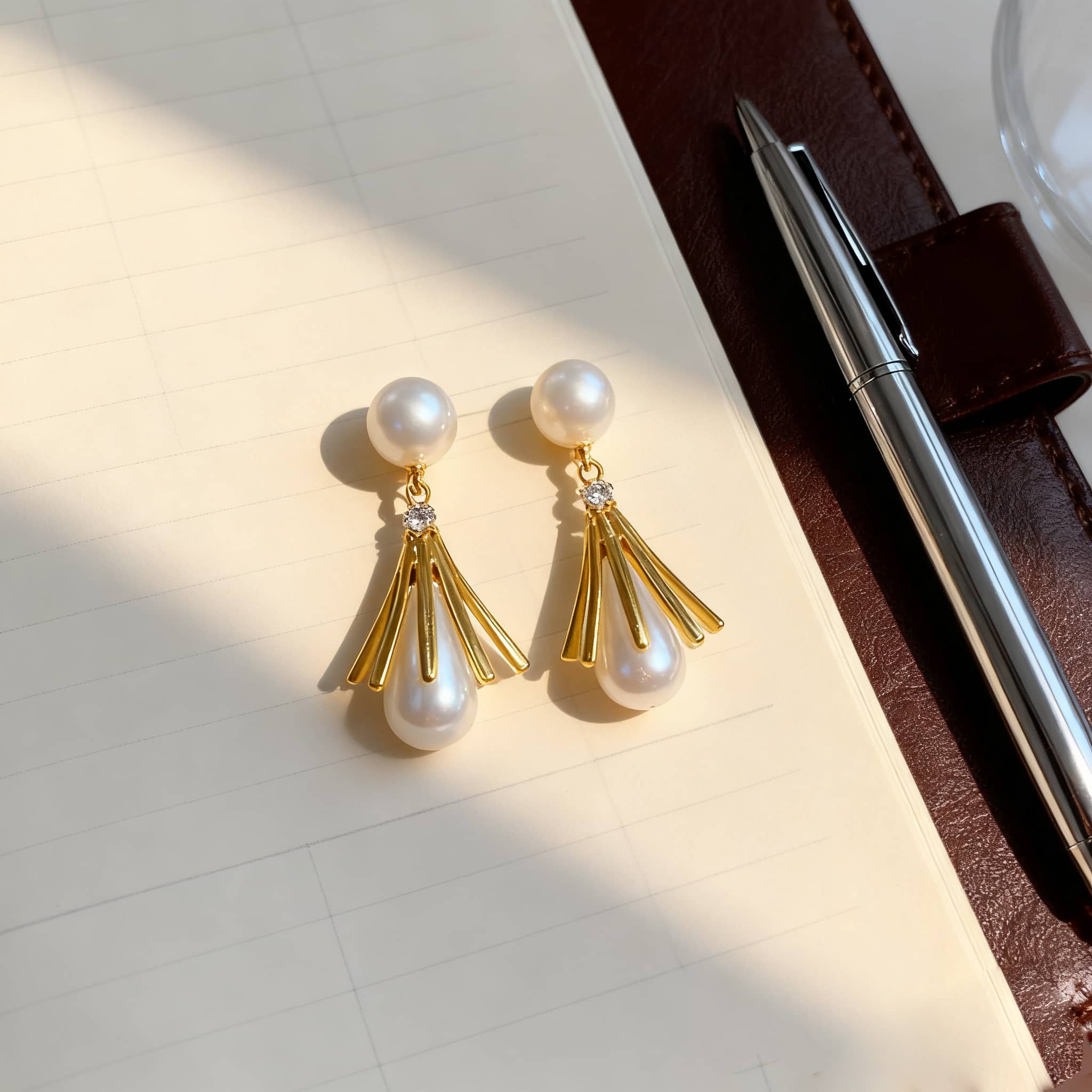 Elegant pearl and gold bouquet earrings with a stylish design perfect for any occasion