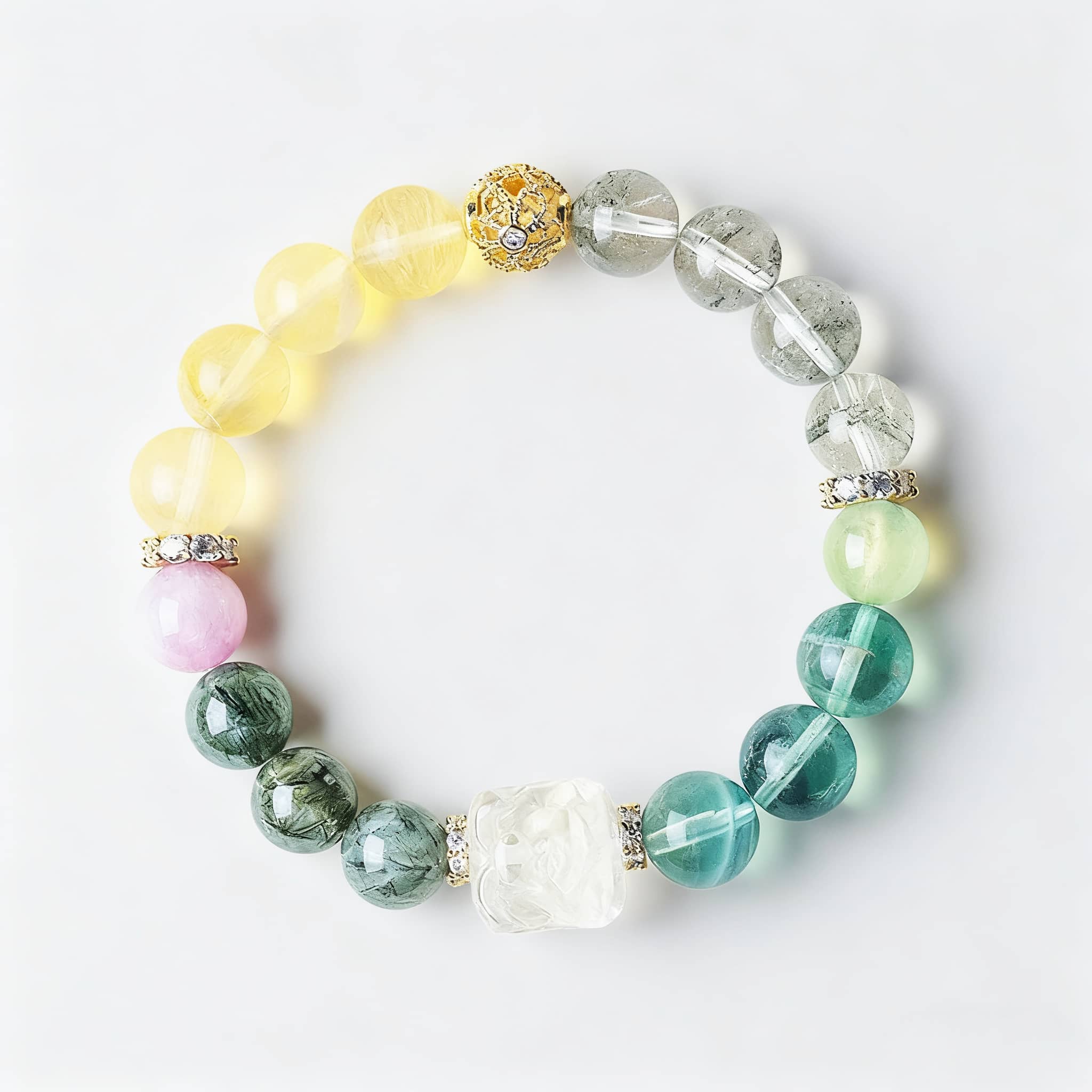 Phoenix and peony gemstone bracelet featuring multicolored beads for a stylish look