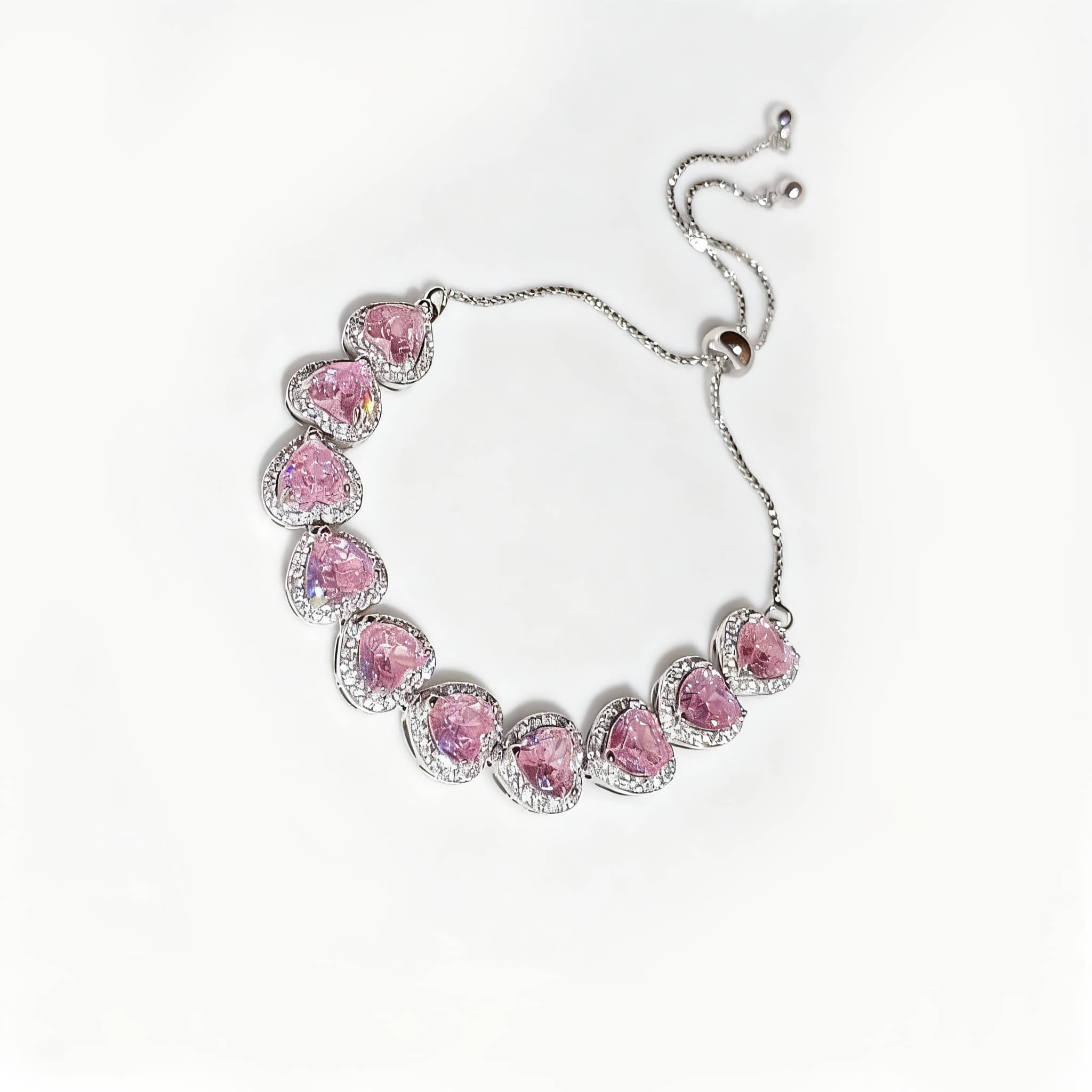 Joy Bracelet with Heart-Shaped Pink Stones, a perfect self-love jewelry gift for special occasions