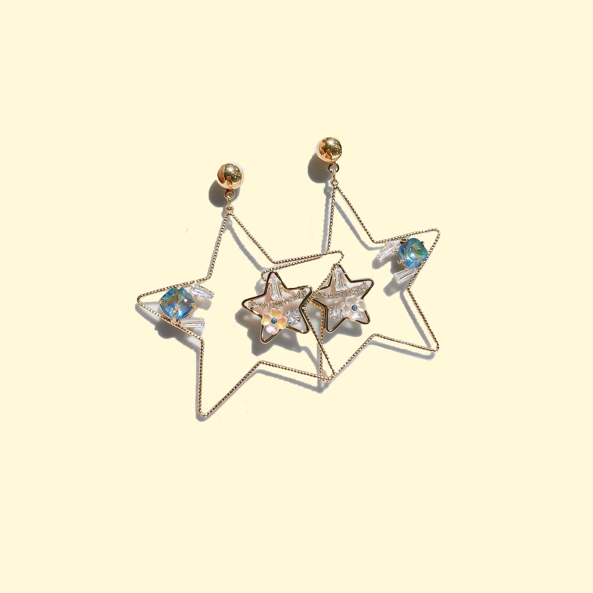 Unique starburst stud earrings with sparkling stars and colorful gems for a stylish look