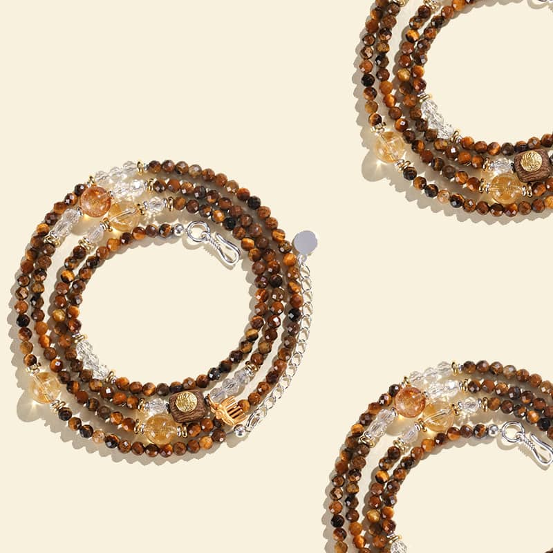 Tiger's eye anxiety bracelet featuring layered beads for calming and stylish support