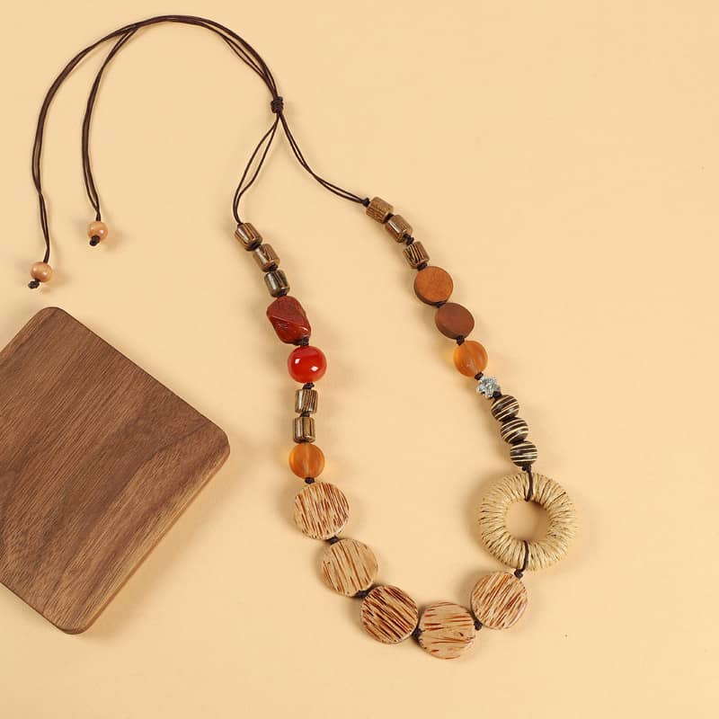5 Senses woven pendant mindfulness jewelry featuring natural beads and a unique design